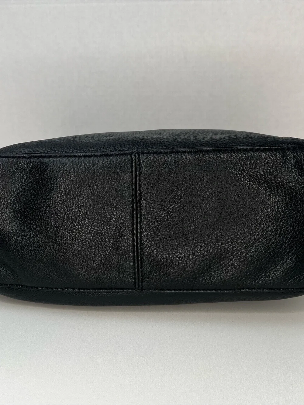 Michael Kors Black Pebbled Leather Shoulder Bag with Tan Trim